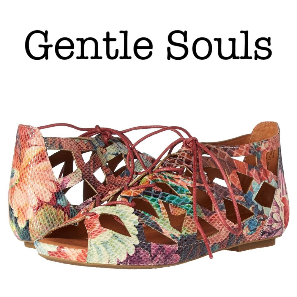 Gentle Souls Brielle Women's Multicolor Lace-Up Flats Size 8